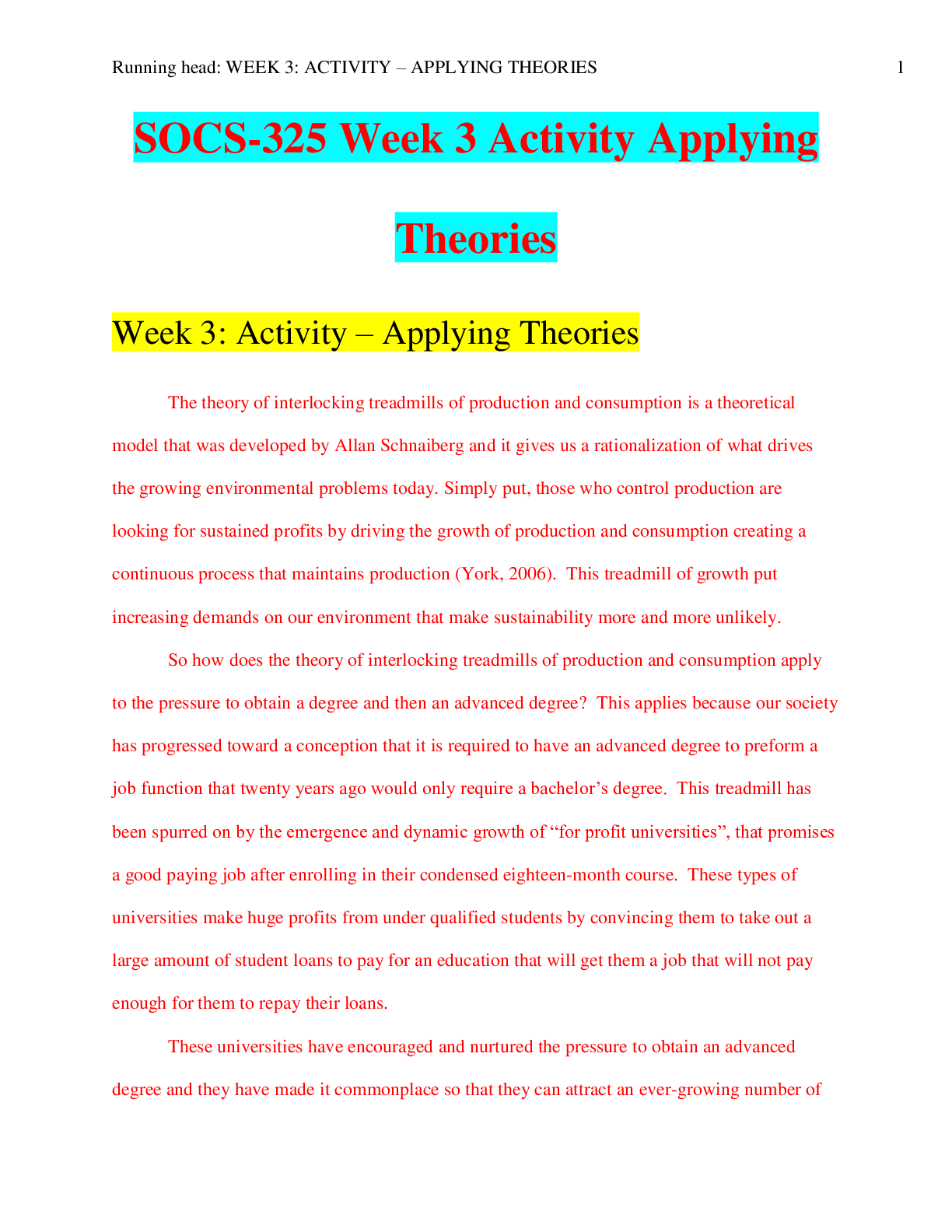 Preview image of SOCS-325 Week 3 Activity Applying Theories document